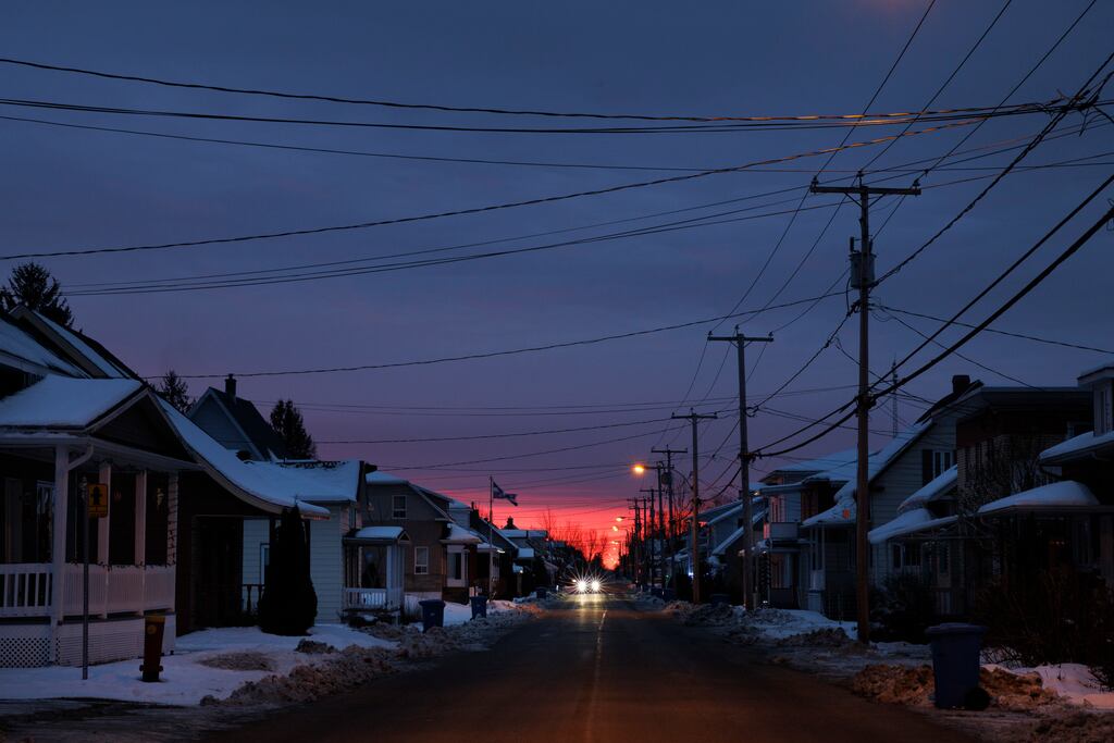 The quiet, residential city centre of Hérouxville, Quebec, Canada. Affordable housing is a primary concern for regional officials hoping to stimulate immigration to the area. Photograph: Nasuna Stuart-Ulin/New York Times