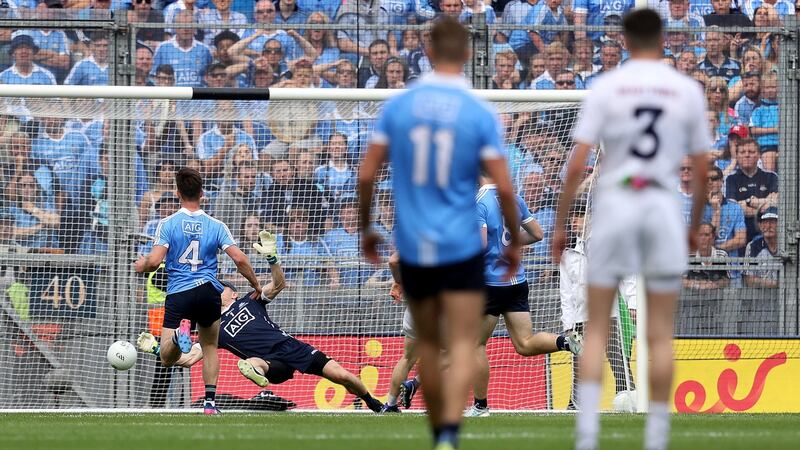 Cluxton saves Flynn’s effort. Photo: Tommy Dickson/Inpho