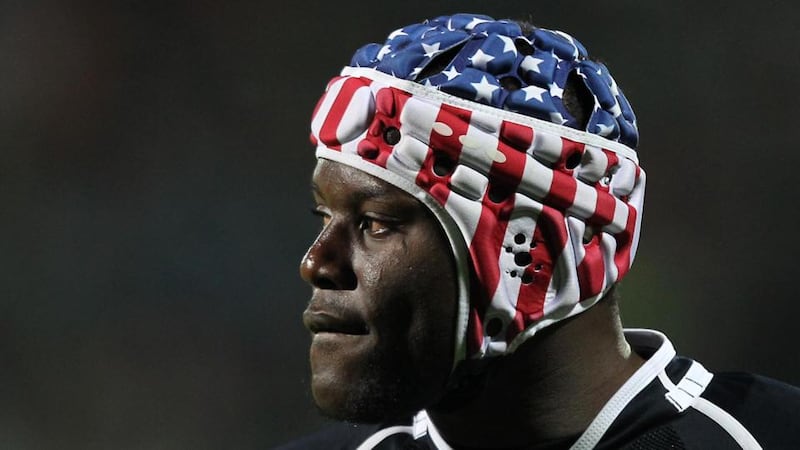USA Eagles Taku Ngwenya who will play for the Barbarians against the Lions today before lining out for his national team against Ireland next Saturday. Photograph: Billy Stickland/Inpho