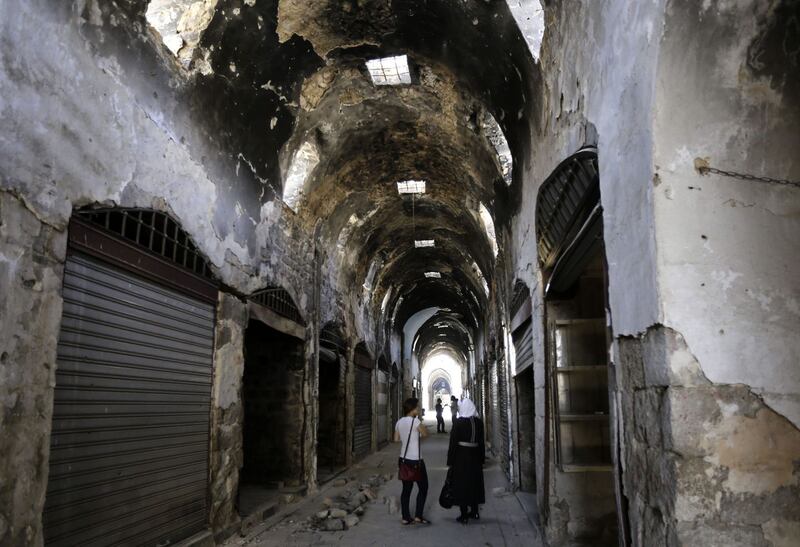 The souq in the Old City of Homs in August 14, 2016. A UN-backed project has restoref much of the 13th century ancient souk, in the central city, dubbed the “capital of the revolution” because of the enormous anti-regime protests that erupted there five years ago. Photograph: Louai Beshara/AFP/Getty