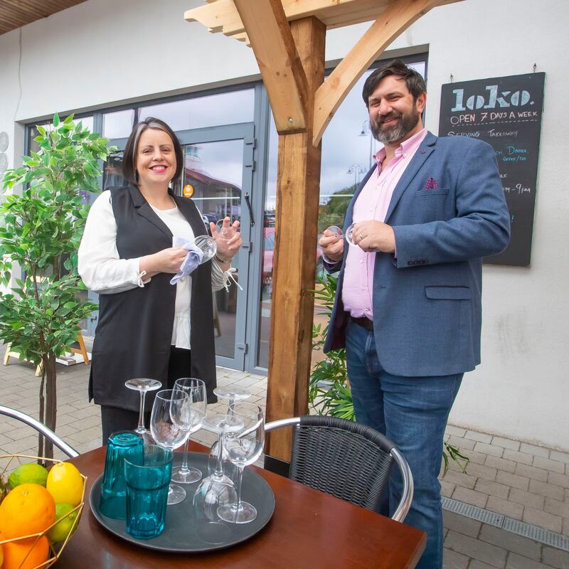 At Loko restaurant, Ardkeen Village, Waterford city, are proprietors Nichola and Jamie Dowling – both are enduring tough times of late as business has evaporated. Photograph: Patrick Browne