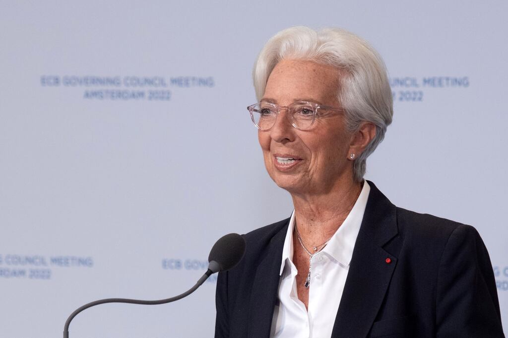Christine Lagarde, president of the European Central Bank (ECB), during a news conference in Amsterdam, Netherlands Photographer: Peter Boer/Bloomberg