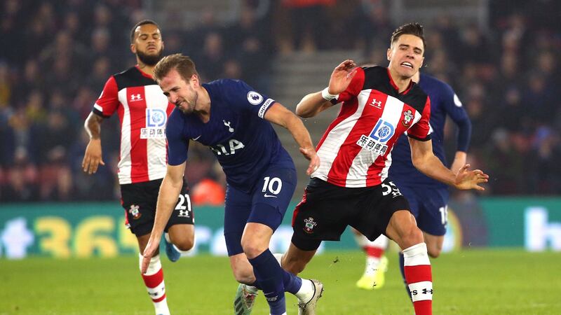 Harry Kane had a goal disallowed against Southampton before going off injured. Photograph: Mark Kerton/PA