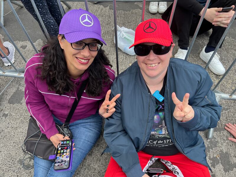 Coldplay superfans Diane Merkalytn and Melissa Hienhuins from the Netherlands queuing for the concert outside Croke Park. They have been to 26 concerts between them in this tour.