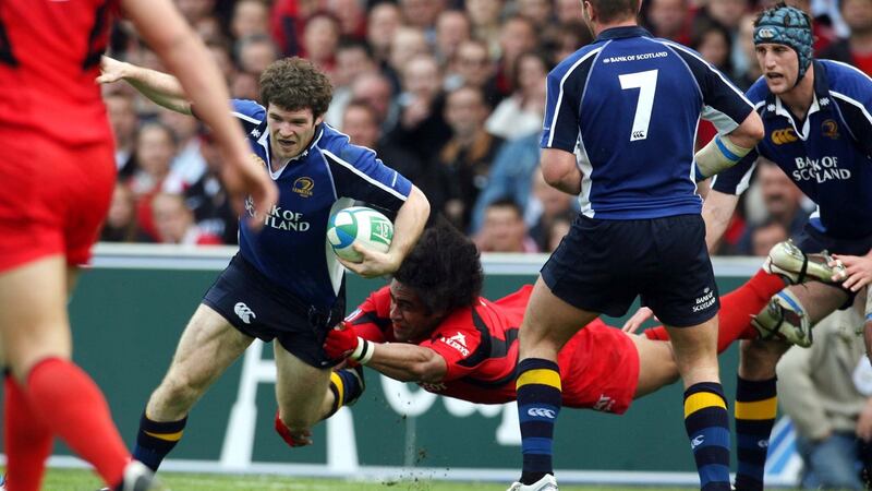Toulouse’s Finau Maka makes a flying tackle to hold on to Gordon D’Arcy during Leinster’s victory in the Heineken Cup quarter-final in 2006. Photograph: Billy Stickland/Inpho