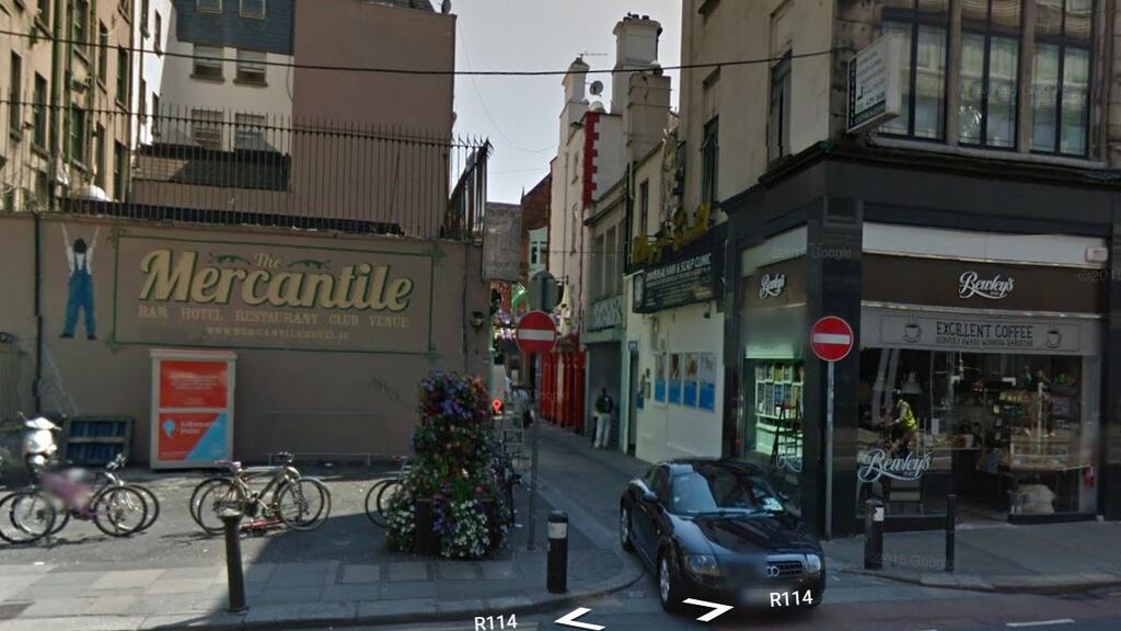 A boy is charged with assault causing harm to Andrew Cusack (21), who was taken to St James’s Hospital to be treated for lacerations to his face following an alleged incident in the early hours of May 2nd at Dame Lane (above), Dublin. File photograph: Getty Images