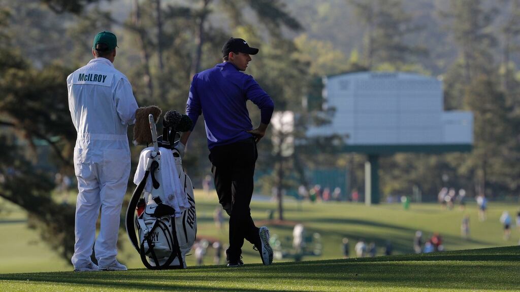 Rory McIlroy during Tuesday’s practice rounds for the 2017 Masters at Augusta National. Photograph: Reuters