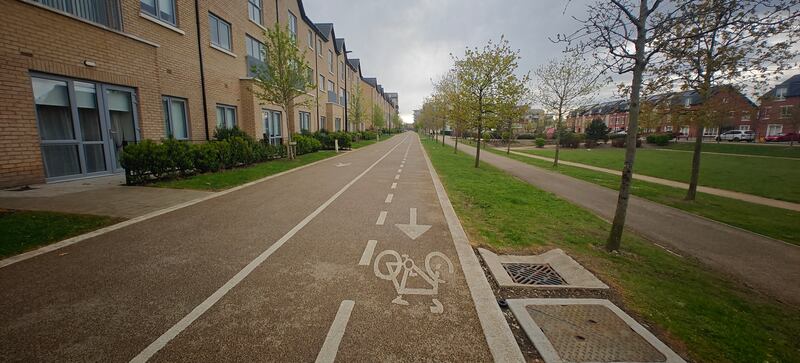 A long lane runs through the estate where there have been "near misses" between e-scooters and children. Photo: Órla Ryan