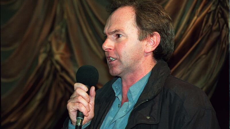 SEE STORY RICHARD BALLS.......Local T.D. Mr Tony Gregory speaking at last night's Anti-Drugs meeting in Cabra, Dublin. PHOTOGRAPH - FRANK MILLER 25.10.96