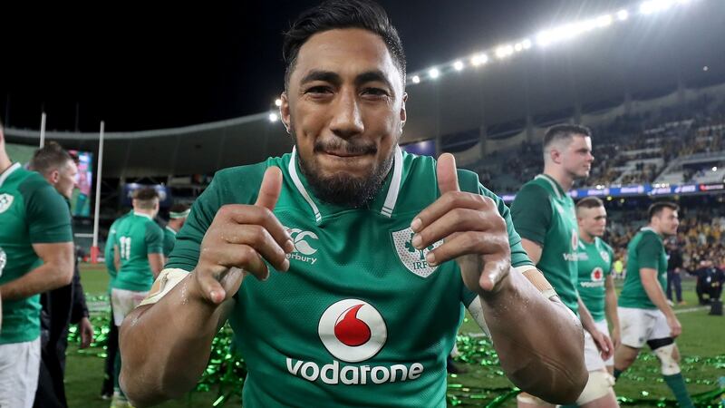 Ireland’s Bundee Aki left everything on the field for his adopted country. Photograph: Dan Sheridan/Inpho