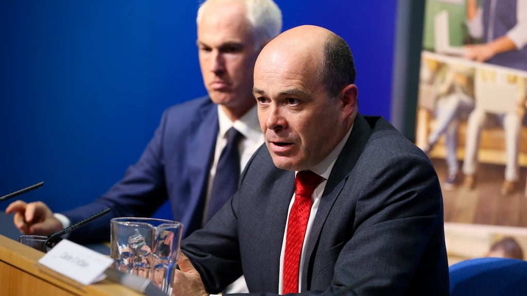Fergal Mulligan, programme manager of the National Broadband Plan and Denis Naughten, Minister for Communications. Photograph: Maxwells