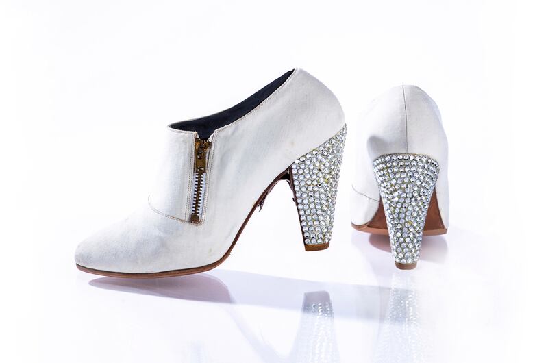 Prince wore these gem-studded heels at his induction ceremony into the Rock & Roll Hall of Fame in 2004. Photograph: John Wagner/© 1985-2021 The Estate of Prince Rogers Nelson. All rights reserved