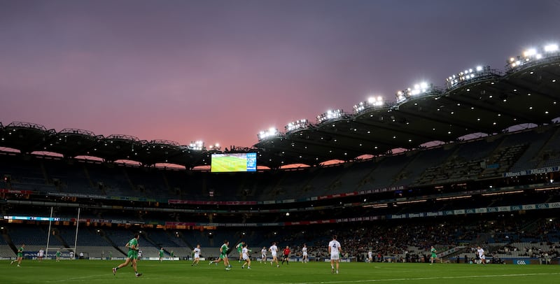 Leinster’s Paddy Small attempts a kick against Connacht in the interprovincial series semi-final at Croke Park. Photograph: James Crombie/Inpho