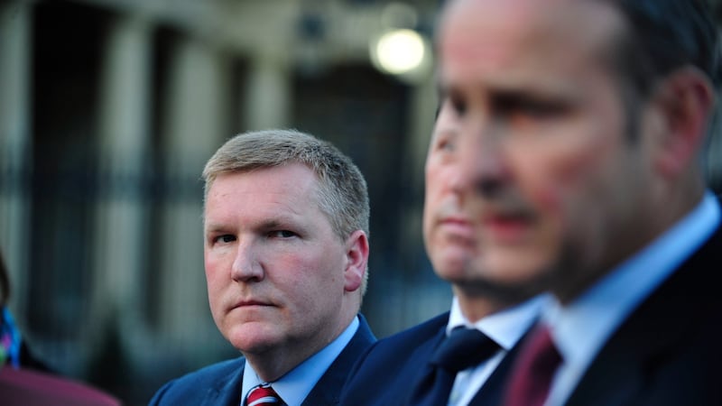 Michael McGrath and Micheál Martin: the consensus is that a leadership race would likely be between McGrath and justice spokesman Jim O’Callaghan. Photograph: Aidan Crawley