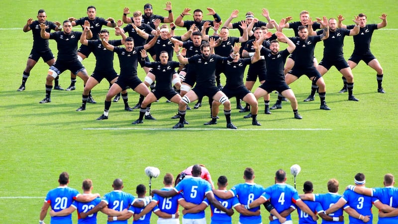 New Zealand players perform the Haka before the match. Photo: Adam Davy/PA Wire