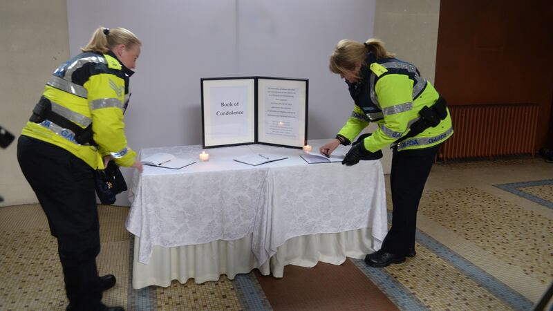A book of Condolence in the Pro Cathedral for victims of the New Zealand shootings. Photograph: Dara MacDonaill