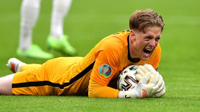 Is Jordan Pickford’s new hairdo behind England’s journey to the Euros last-eight? Photograph: Justin Tallis/EPA