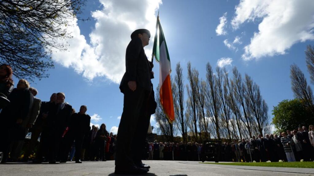 The Fianna Fáil 1916 Easter Rising commemoration benefitted from our recent settled weather and sunshine on Sunday, where crowds are seen here following mass at the Church of the Sacred Heart at Arbour Hill, Dublin. Photograph: Dara Mac Dónaill / The Irish Times.