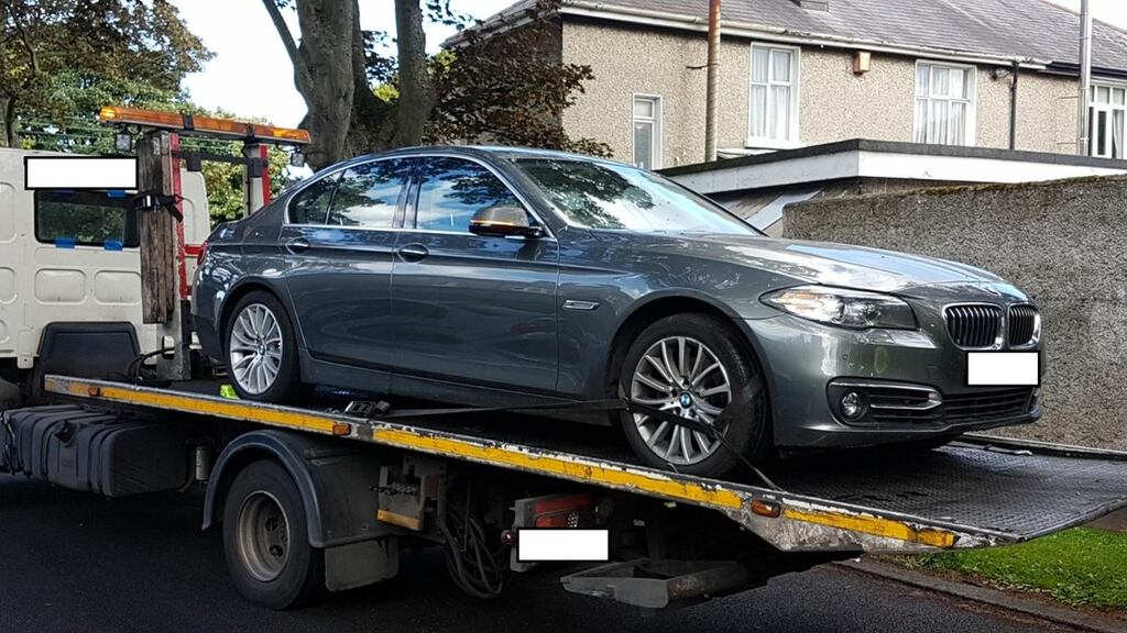 A stolen BMW recently recovered by gardaí. Photograph: Garda Síochána