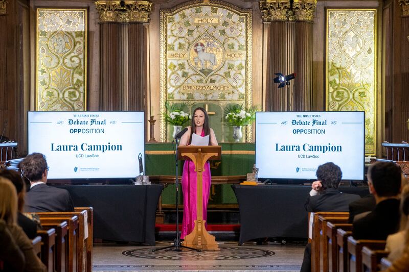 Laura Campion of UCD Law Society at the final of The Irish Times Debate. Photograph: Tom Honan