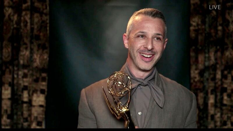 Jeremy Strong winning Outstanding Lead Actor In A Drama Series for “Succession” during the 72nd Primetime Emmy Awards. Photograph:  American Broadcasting Companies