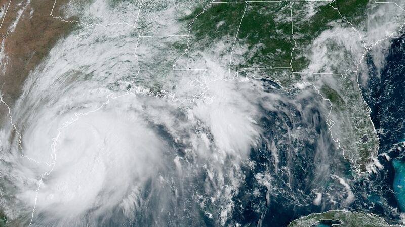 This RAMMB/NOAA satellite image shows Hurricane Hannah in the Gulf of Mexico on Saturday as it made landfall. Photograph: Getty
