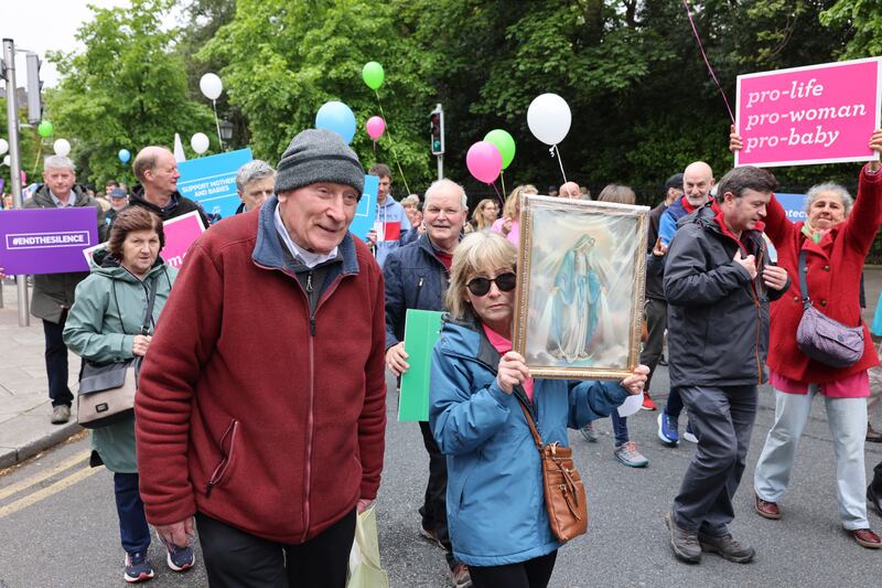 Participants in the annual March for Life which took place in Dublin on Monday. Photograph: Dara Mac Dónaill
