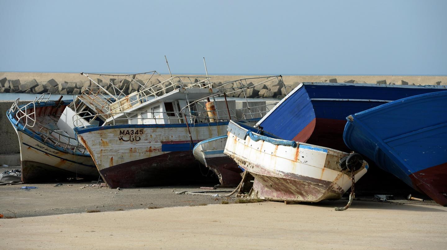 Empty vessels: Abandoned boats used by traffickers to send migrants to Sicily. Photograph: Frank Miller