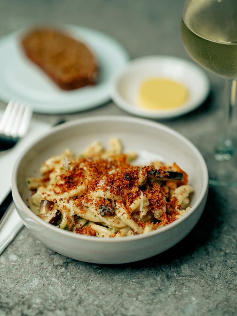 Hand-cut strozzapreti pasta with girolle mushrooms, anchovy butter and pangrattato at Cush, Midleton. Photograph: Instagram