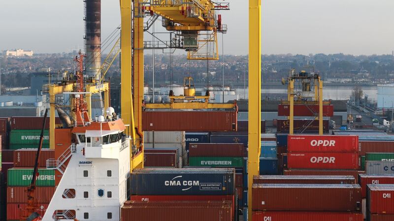 Cargo container at Dublin Port on Friday morning. Photograph: Nick Bradshaw