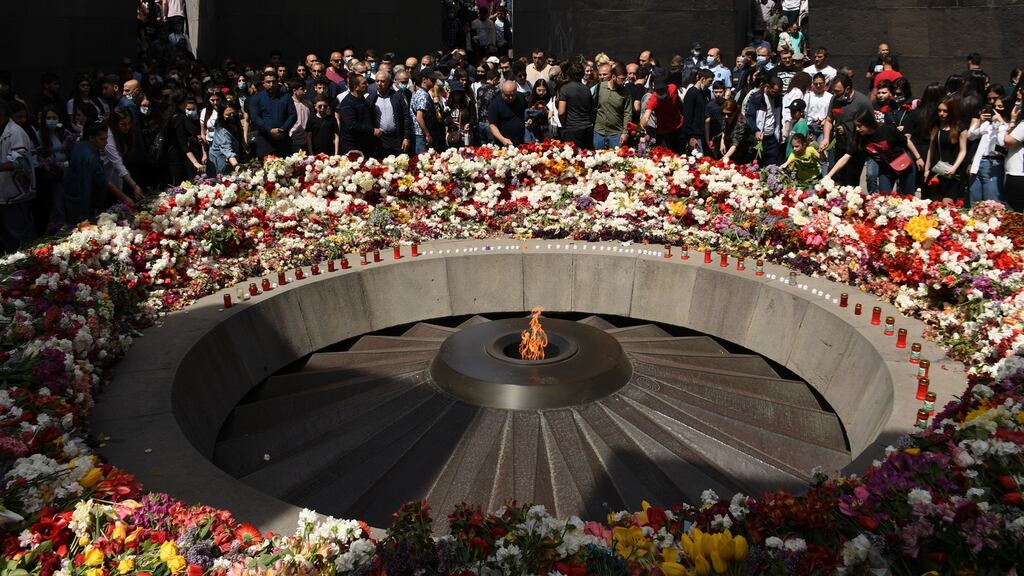 Armenia marks the 106th anniversary of the 1915 massacres in the capital Yerevan on Saturday. Photograph: Narek Aleksanyan/EPA