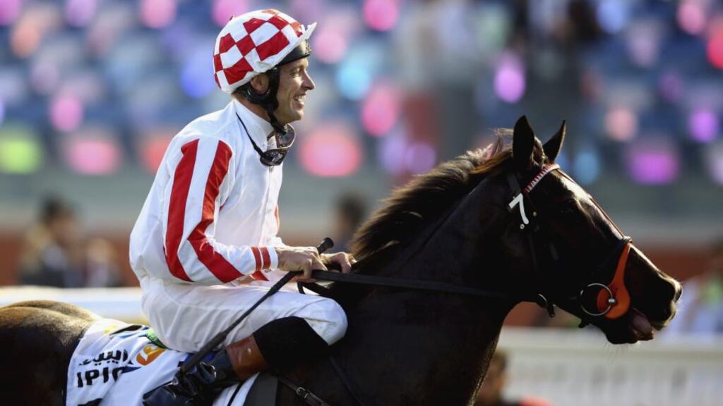 Richard Hughes on board Sole Power during the Dubai World Cup at Meydan Racecourse in  March. Photograph: Francois Nel/Getty Images