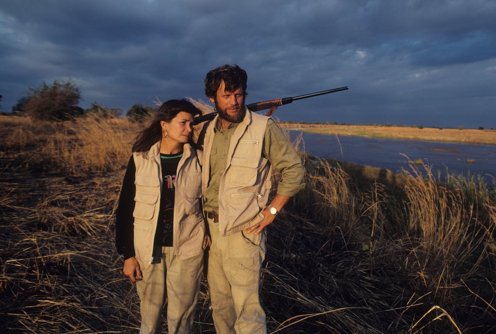 Where the Crawdads Sing: Delia Owens with her then husband, Mark Owens, in North Luangwa National Park, in Zambia, in 1990. Photograph: William Campbell/Corbis via Getty