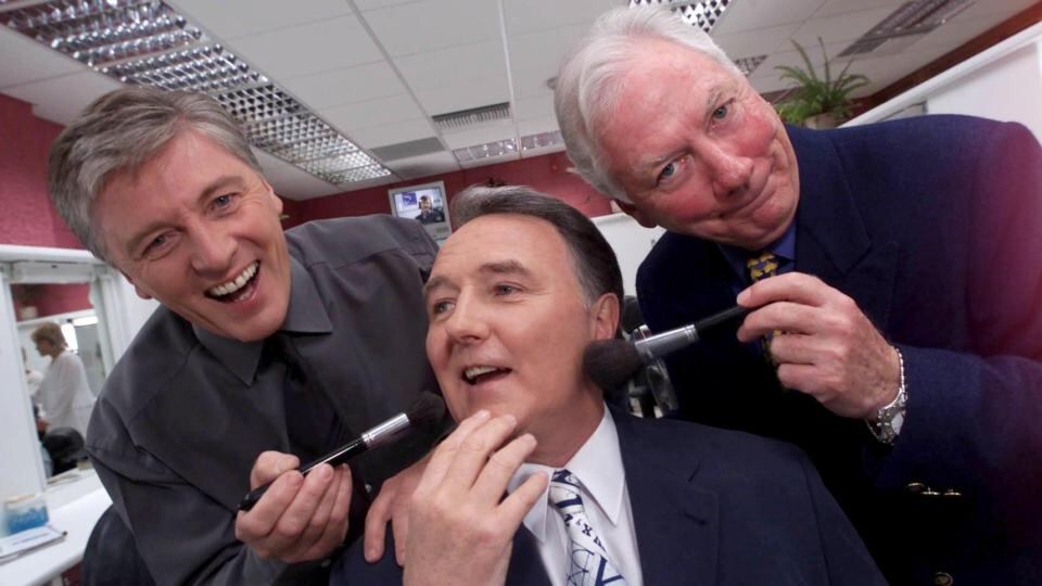 Pat Kenny, Gay Byrne and Mike Murphy before going on Late Late Show. Photograph: Julian Behal/Maxwells Dublin