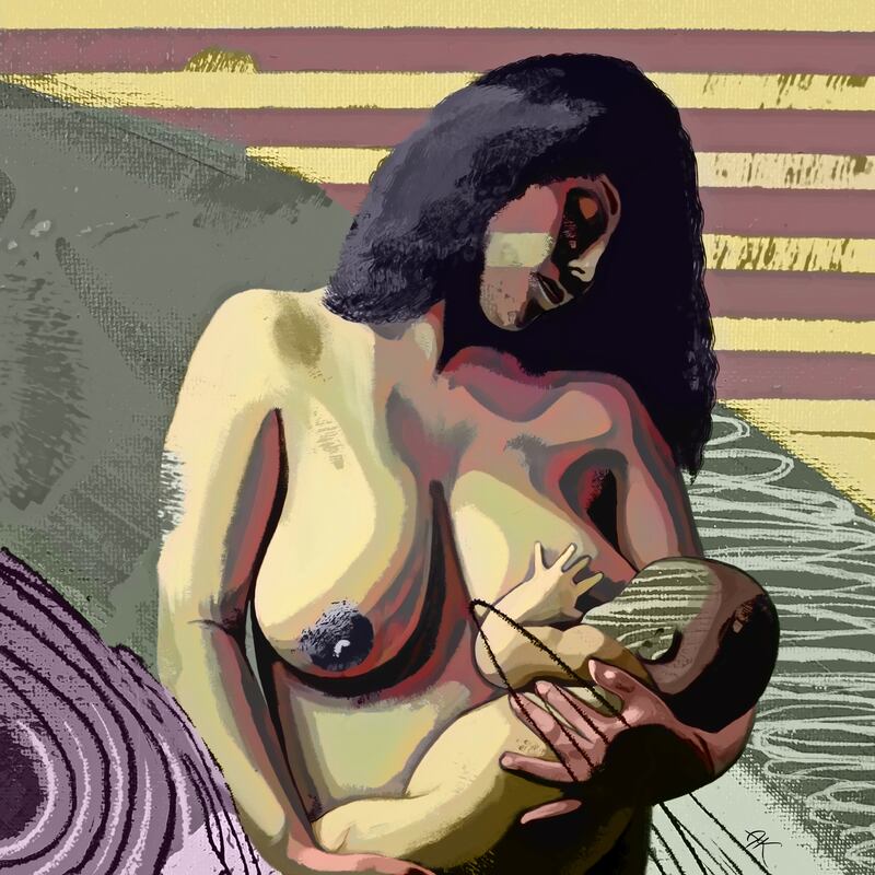Fighting the Breastfeeding Stigma through Art: one of Afif El Khuffash’s paintings