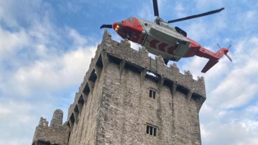 A multi-agency medical response at Blarney Castle rescued a woman who fell down the stairs of the tourist attraction in Cork. Photograph: Cork City Fire Brigade / Twitter