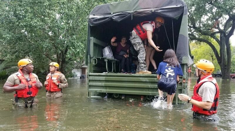 Harvey has weakened and been downgraded to a tropical storm and is expected to cause heavy rain for several days. Photograph: EPA