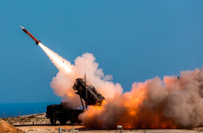 The Patriot weapons system at the Nato Missile Firing Installation, in Chania, Greece. Photograph: Sebastian Apel/AP