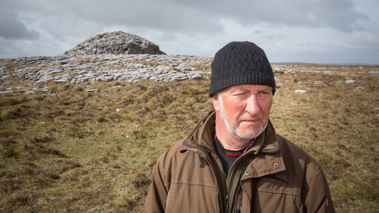 Dr Stefan Bergh, Department of Archeology NUI Galway, at the cairn on Turlough Hill in the Burren, Co Clare. Photograph: Eamon Ward