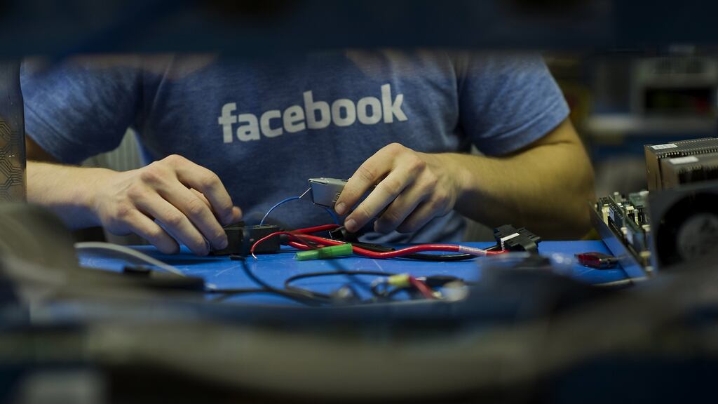 Testing Facebook servers at the company’s hardware labs in Menlo Park, California. A new Facebook device could be announced as soon as next spring’s F8 developer conference. Photograph: David Paul Morris/Getty Images