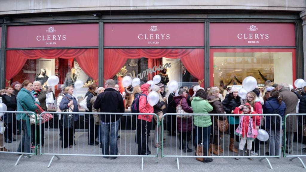 Clocking back in: shoppers queue for the reopening of Clerys on O’Connell Street in Dublin, after a six-month closure because of flood damage. Photograph: Alan Betson