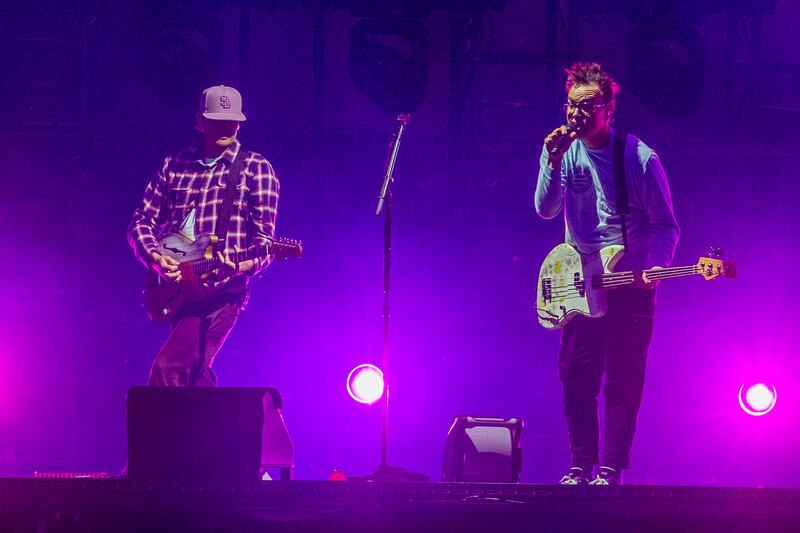Blink-182: Tom DeLonge and Mark Hoppus perform at the Royal Hospital Kilmainham in Dublin. Photograph: Tom Honan