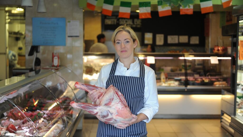 Kate McLoughlin in her butcher shop in Ballyfermot, Dublin. Photograph: Aidan Crawley