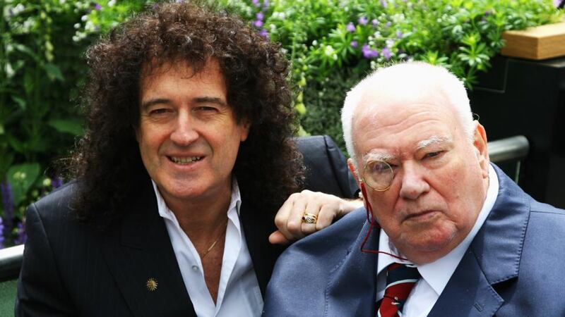 Brian May and Sir Patrick Moore at the Chelsea Flower Show in 2008. Photograph: Chris Jackson/Getty Images