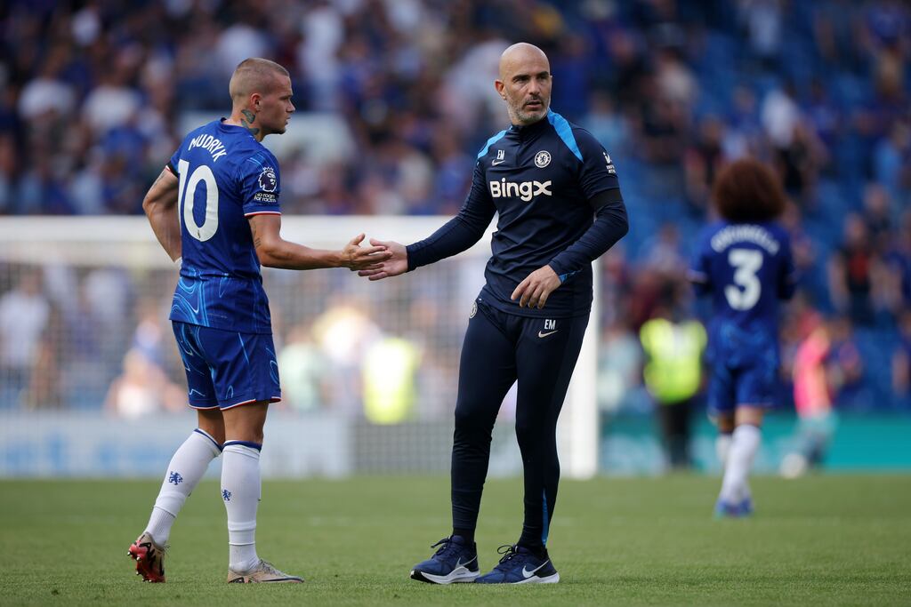Chelsea manager Enzo Maresca has backed Mykhailo Mudryk after the player failed a drug test. Photograph: Alex Pantling/Getty Images
