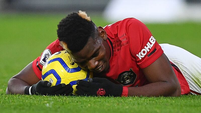 Manchester United’s French midfielder Paul Pogba returned to action at Vicarage Road. Photograph: Getty Images