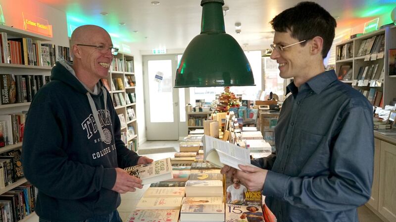 Neil Paul (left) manager of Books@One, Louisburgh, Co Mayo: “The community sense was the number one goal.” Photograph: Enda O’Dowd