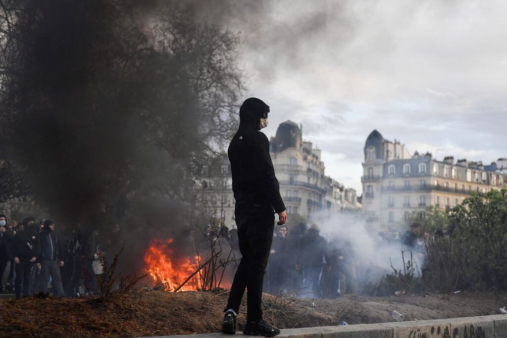 About 740,000 people demonstrated across France against president Emmanuel Macron’s pension reform on Tuesday. Photograph: Julien De Rosa/Getty Images