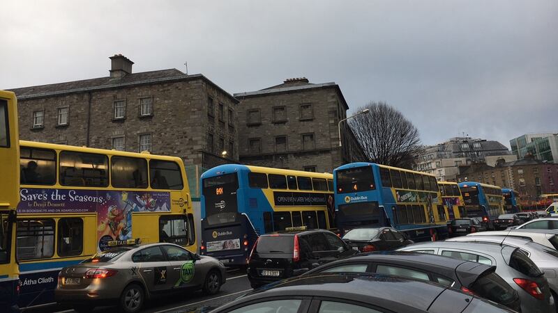 Traffic congestion on Pearse Street. Photograph: Jack Power