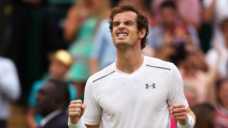 Andy Murray celebrates his Wimbledon quarter-final victory over Vasek Pospisil of Canada as he set up a semi-final showdown with Roger Federer. Photograph: Ian Walton/Getty Images